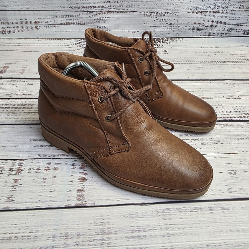 Florsheim Field Plain Toe Brown Leather Chukka‎ Boot Nubuck Mens 9.5 E Vibram